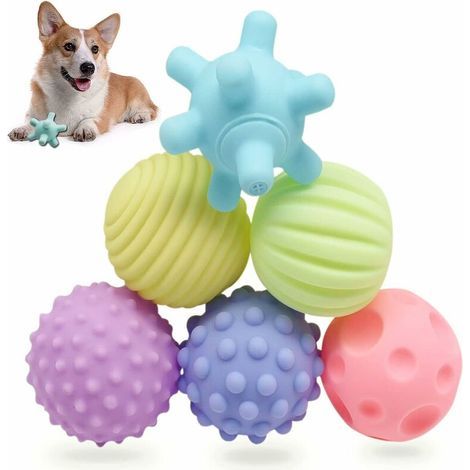 Juguetes dentales para cachorros, pelota masticable con sonido, pelota chirriante para cachorros, pelota chirriante para entrenamiento, natación, juego y carrera, juguetes interactivos para cachorros  (1/2)