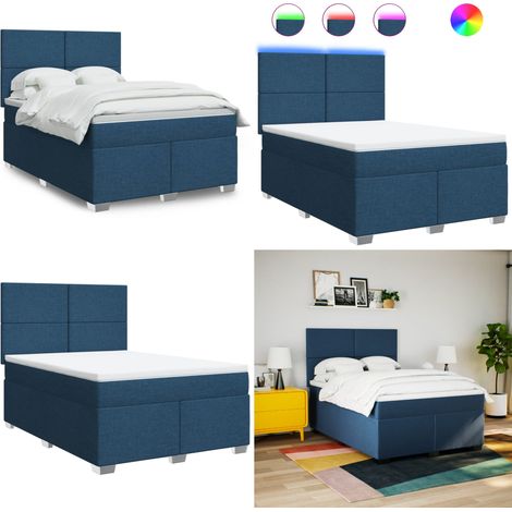 vidaXL Sommier à lattes de lit avec matelas Bleu 160x200 cm Tissu (1/5)