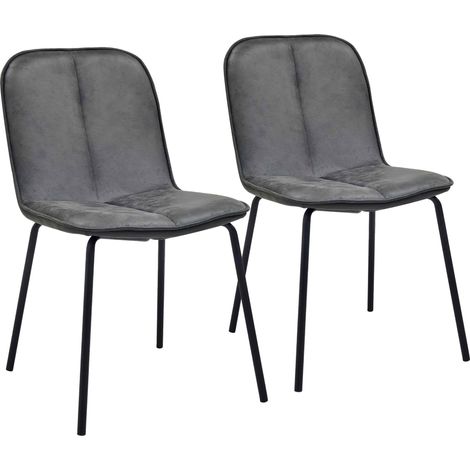 Lot de 2 chaises en métal et textile enduit grises (1/5)