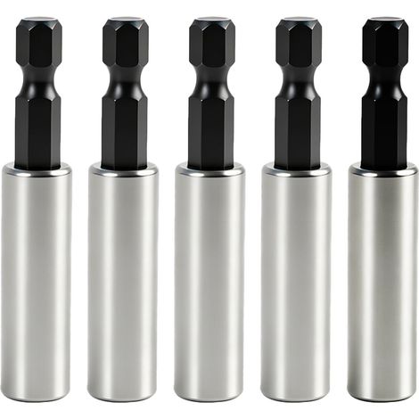 5PCS Porte-Embouts Magnétiques 60 mm, Extension d'Embout à Changement Rapide 1/4", en Acier Inoxydable, Porte Embout Magnétique Puissant, Fixation de Foret (1/5)