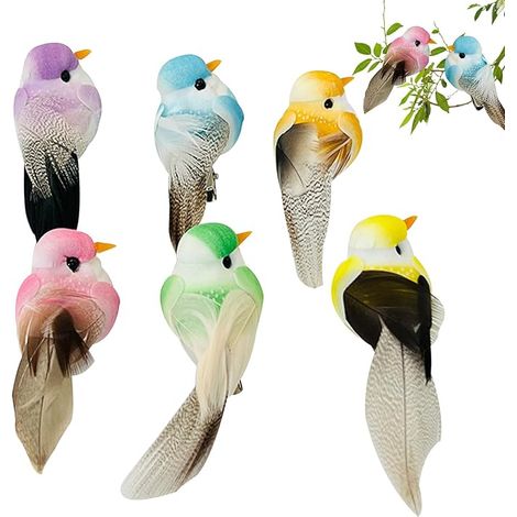 Oiseaux Artificiels Oiseaux Decoratifs 6 Couleurs Petits Oiseau Artificiel avec Clip Mousse Artificielle Oiseau Decoration pour Décoration D'intérieur ou D'extérieur (1/5)