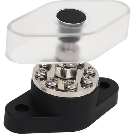 Verteilerbolzen-Anschlussklemme, schwarz, 3/8 Zoll, 300 A, mit transparenter Abdeckung für elektrische Geräte an Motoren, ATVs und Schiffen. (1/5)