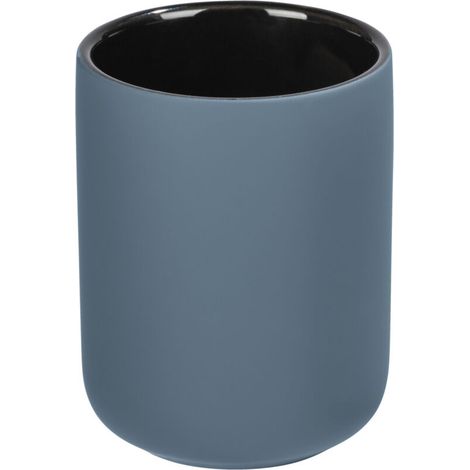 Porte Brosse à dent Avellino, Gobelet Salle de bain, Céramique haut de gamme surface agrippante Soft-Touch, Ø 7,5x9,5cm, bleu