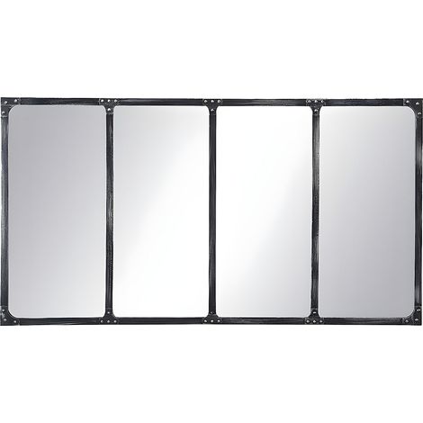 Specchio finestra L. 140 x H. 75 cm in Ferro Nero effetto antico industriale - MAASTRICHT