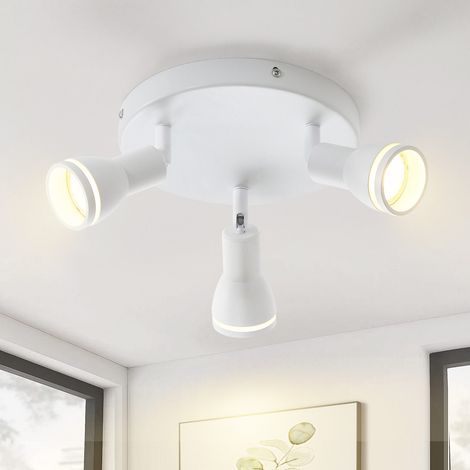 Plafoniera Bianco : GBLY 3 Faretti da Soffitto in Metallo GU10 Lampada da Corridoio Faretto da Parete Orientabile per Interni per Cucina Ufficio Soggiorno Camera da Letto, Senza Lampadina