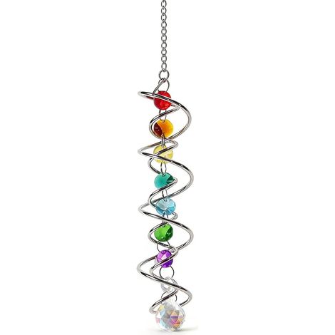 Atrapasueños de Cristal, Atrapasueños con Cola en Espiral y Siete Cuentas de Chakra, Atrapasueños de Carillón de Viento Colorido Colgante para decoración de Ventanas de jardín (46 CM) (1/5)