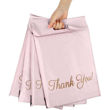 100 pièces Enveloppes Plastique d'expédition, Sacs d'expédition Imperméable et Solide avec Poignée pour l'emballage, le stockage, le shopping, 3240cm+6cm+5cm(Rose)