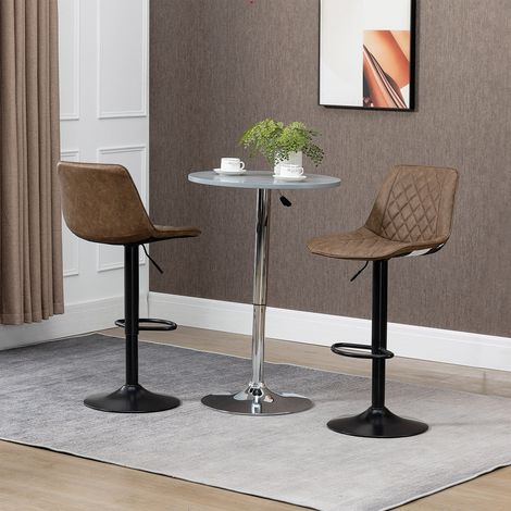 Set di 2 sgabelli da cucina HOMCOM, regolabili in altezza, con sedile girevole, 46,5x51x86-106 cm, marroni.