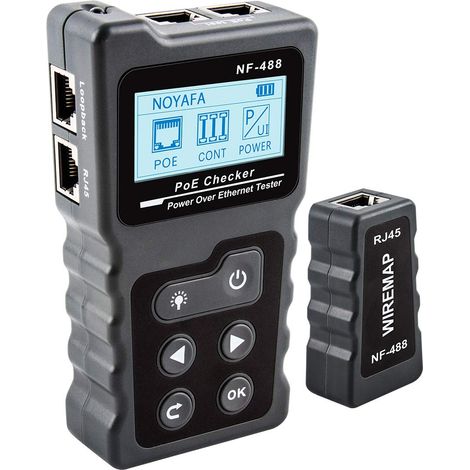 Tester PoE, tester in linea Power Over Ethernet, tester di corrente, tester di tensione, tester per test POE, controllo di continuità del cavo di rete (1/5)