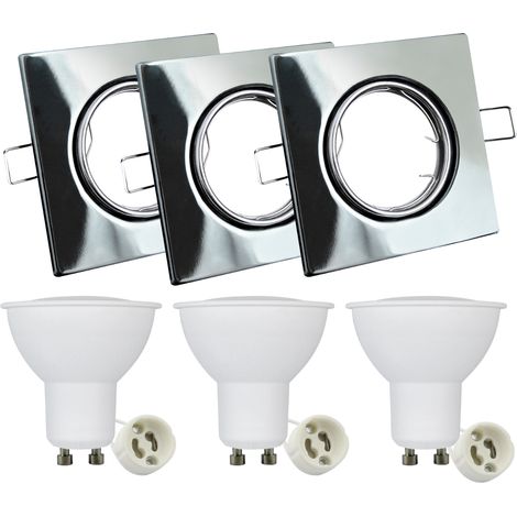 Faretti incasso quadrati cromo 3pz GU10 Polux OLIN (1/5)