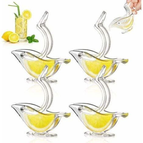 Individual Lemon Press Deluxe Design - Lemon Squeezer Manual Citrus Juicer - Hand Press Acrylic Vessel - Transparent Serving Vessel - 4PCS - White (1/4)