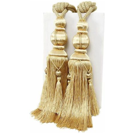 2pcs Lanterne Simple Suspendus Boule Glands Rideaux Boucle Sling Reliure Lanterne Embrasses Fabriqués À La Main Boucle Tressée Draperie Rideaux Retenues Fenêtre Traitements pour La Maison, Doré (1/5)
