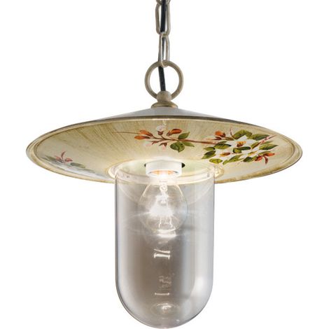 Sospensione Esterno Classica Genova Metallo E Ceramica Bianco Sfumato 1 Luce E27 (1/5)