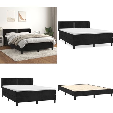 Boxspringbett mit Matratze Schwarz 140x200 cm Samt - Samtbett - Boxspringbett - Doppelbett - Schlafzimmermöbel - Luxusbett - Home & Living (1/5)
