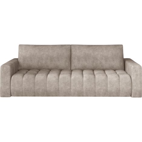 Canapé convertible capitonné LARKO tissu-Beige (1/5)