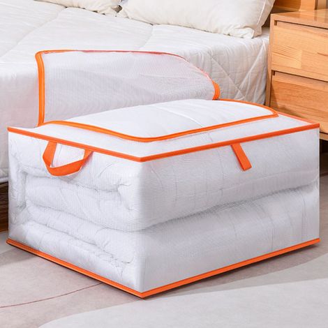 Sac de rangement pour vêtements grande capacité, transparent, imperméable, fermeture éclair, rectangulaire, pour couvertures et couettes, taille M, 55 x 40 x 20 cm (1/5)