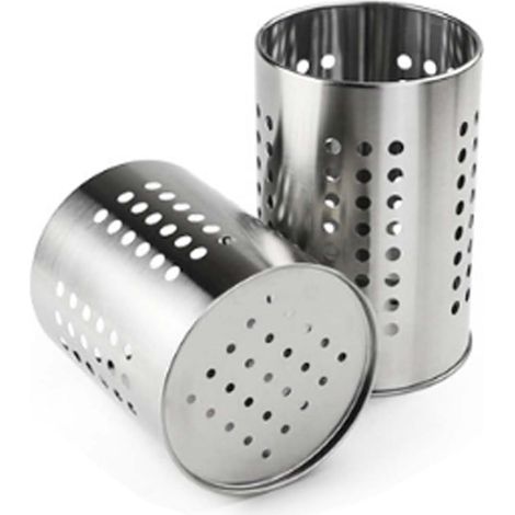 Küchenutensilientopf, 2 Stück, Küchenutensilienhalter, Besteckhalter, vertikale Abtropffläche, Utensilien-Aufbewahrungstopf für Löffel, Gabel, Essstäbchen, Messer, Gabeln