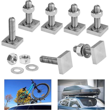 8 Pcs Adaptateur T-Track M8 x 30mm, Adaptateur à Rainure en T, Boulons en T à Fente en Acier Inoxydable, Boulons à Tête en T avec Écrous et Rondelle, Ecrou pour Rainure en T pour Barre de Toit (1/5)