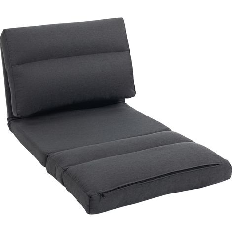 Pouf convertible en lit, dossier inclinable, pliable, jusqu'à 120 kg, 70 x 72 x 56 cm, gris foncé (1/5)