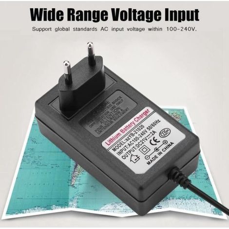 Chargeur de batterie au lithium 21V/2A, Adaptateur de chargeur Li-ion pour chargeur de batterie Li-ion (1/4)