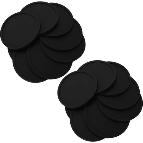 Posavasos de silicona negra, juego de 16 redondos, antideslizantes, suaves, elegantes y duraderos, fáciles de limpiar, color negro. (1/4)