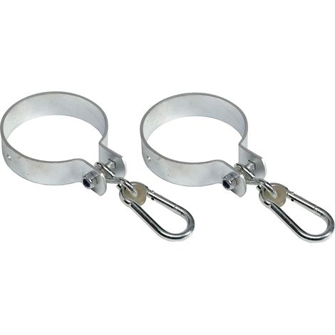 QAZQA Lot de 2 Crochets de Balançoire avec mousqueton pour poutres rondes Ø 2.5cm (1/5)