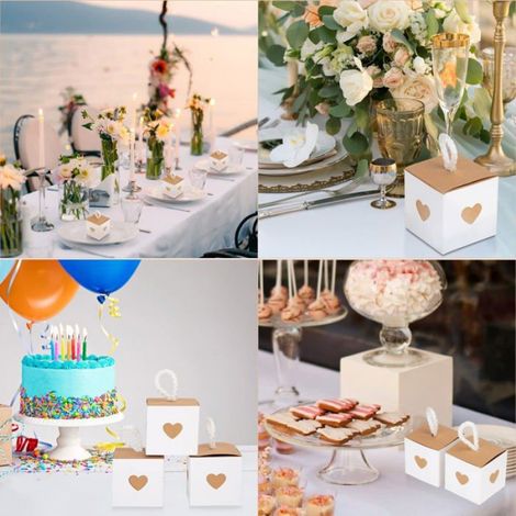 Boîte cadeau kraft coeur - 50, Petit bonbon dragée mariage anniversaire noël goûter - Marron Aucuneary (1/5)