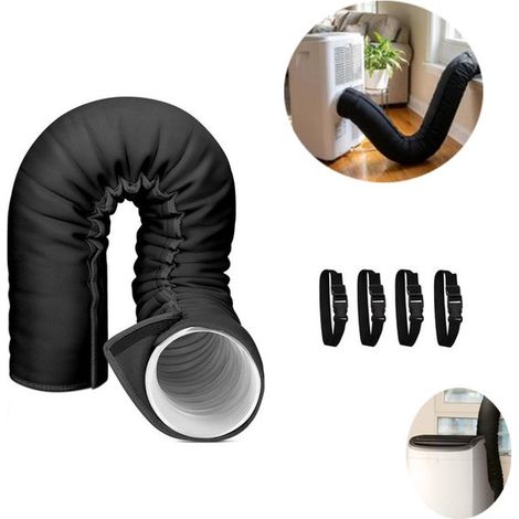 Guaina isolante per tubo flessibile di condizionatore portatile, con 4 clip regolabili, adatta per tubi di scarico con diametro di 5 pollici e 5,9 pollici, nera, 15053 cm (1/5)