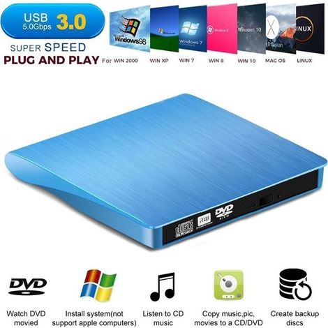 Reader CD/DVD external USB 3.0 Speed of transfer up to 5 Gbps Resistance to the impacts and reduction of the noise Compatible Windows and Mac (1/5)