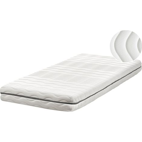 Memory Foam Mattress White with Grey Fabric EU Single Size Medium Firm H2 SERENITY MEMORY PLUS (1/5)