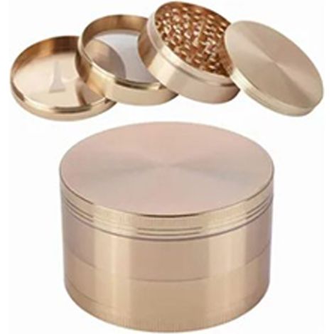 Moulin à épices en alliage de zinc, 63 mm, 4 compartiments, pour épices à cigarettes, or rose (1/5)