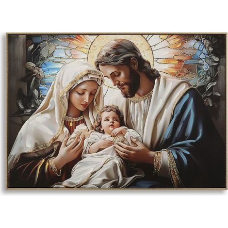 Crèche imprimée sur toile laquée avec cadre, 102 x 4 x 72 cm (1/5)
