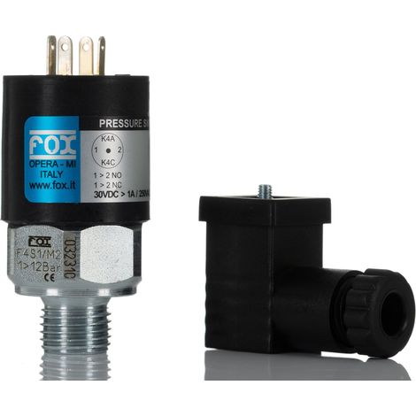 Interrupteur de pression RS PRO F4, 12 bar max, G 1/4, sortie Ajustable ( Prix pour 1 )