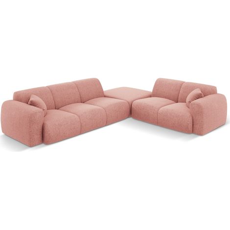 Canapé d'angle droit 4 places en chenille rose (1/5)
