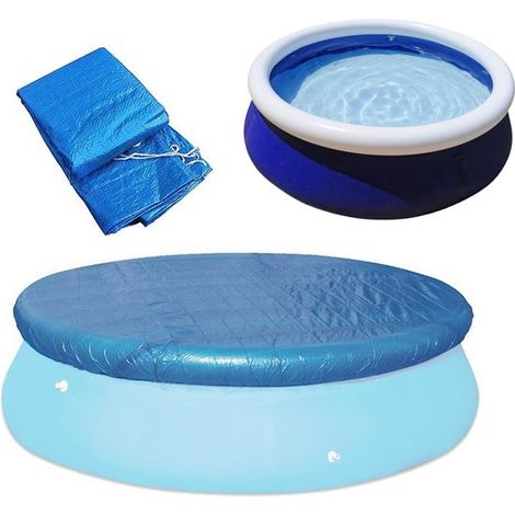 Cubierta redonda para piscina - Lona impermeable para piscina - Protege tu piscina - Tejido PE impermeable - 183 cm de diámetro - Azul (1/5)