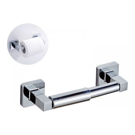 Porte-rouleau de papier toilette support mural carré support de papier de soie de salle de bain distributeur de mouchoirs support de rouleau de papier toilette auto-adhésif mural chrome (1/5)