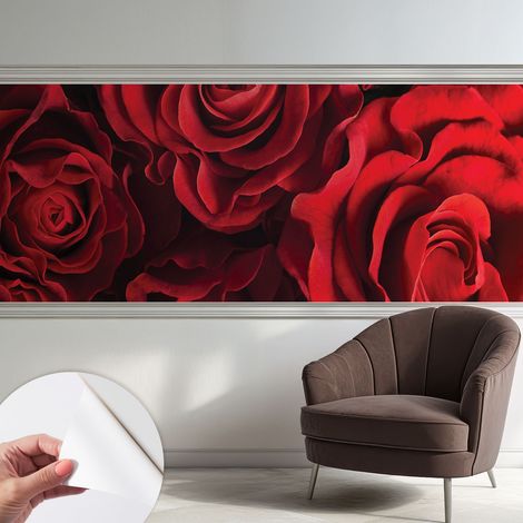 Carta da parati autoadesiva - fotomurale - decorazione parete - murale - adesivo da muro - Rose rosse 250x104 cm (1/5)