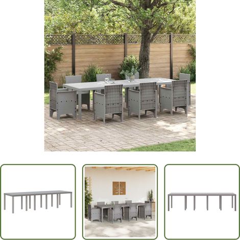 Außenbereich -  Gartentisch Hellgrau 300 x 100 x 73 cm Poly-Rattan (1/5)