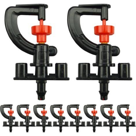 Lot de 10 buses de pulvérisation à réfraction, tête d'arrosage de rechange en forme de G, buse d'arrosage rotative à 360° à l'envers 2-4 m, 120-200 l/H, tête d'arrosage pour jardin, pelouse, m (1/4)