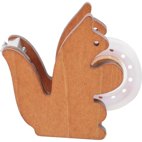 Porte-ruban Mignon en Bois et Métal, Distributeur de Ruban Adhésif Rentrée Scolaire, Facile à Couper, Usage Maison et Bureau, Esprit Noël, Forme Écureuil (1/5)
