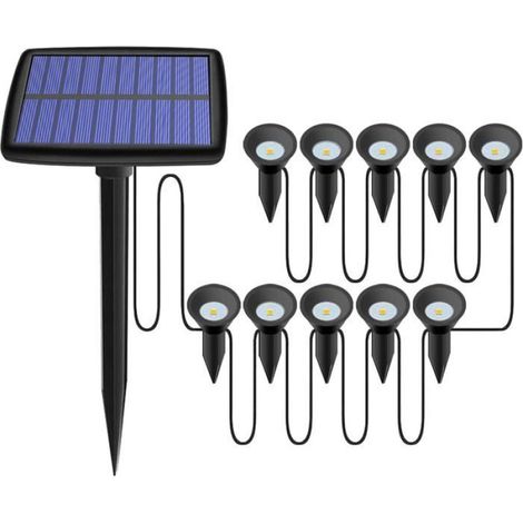 Lampes solaires pour terrasse, lampes solaires pour jardin extérieur, lot de 10 LED (1/3)