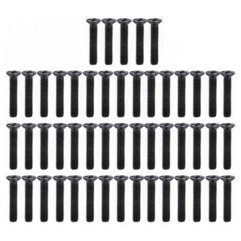 50pcs Cross Countersunk Screws, DIN 965 Black Galvanized Machine Screws Assortment Kit, M3x16 (1/5)