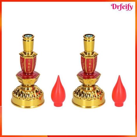 Lampe à bougie - - Lot 2 - Rouge - LED basse consommation - Piles AA (1/5)