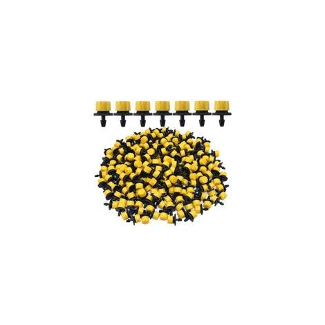 100PCS 1/4" Goutteurs Irrigation Goutte à Goutte dripper, Buses de Gicleurs émetteur Jardin, Arrosage Goutte à Goutte Automatique 360° Réglable DIY(jaune) (1/4)