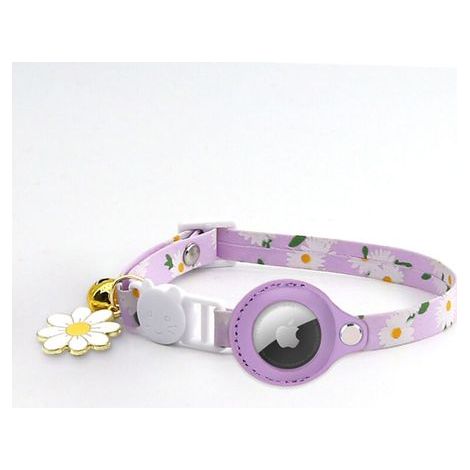 Pair Violet Collier Chat ,imprimé réglable Collier pour Chat avec Cloche, Coque de Protection en Silicone Compatible avec Apple Airtag, Boucle de Sécurité Breakaway pour Chatons (1/5)