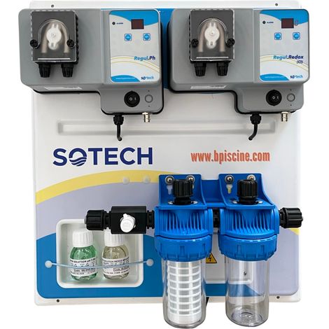Régulateur automatique pH et chlore pour piscine – Pompe doseuse pH PREMIUM – Double chambre d'analyse – Sonde PH haute performance – Bypiscine