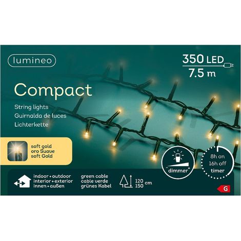 Lumineo LED Lichterkette Compact grün 7,5 Meter 350 Lichter - softgold (1/3)