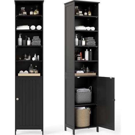 COSTWAY Bathroom Tall Cabinet Slim Freestanding Storage Organizer-Black