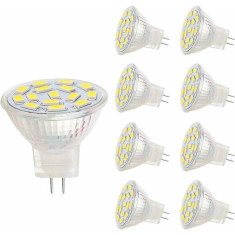 Lampes LED MR11, douille GU4.0, 3W, correspondant à des lampes halogènes 20-30 W, 12 V AC/DC, 350LM, projecteur 120 °, éclairage sur rail, blanc (6000K, 8 pièces) [Classe énergétique A+] (1/5)