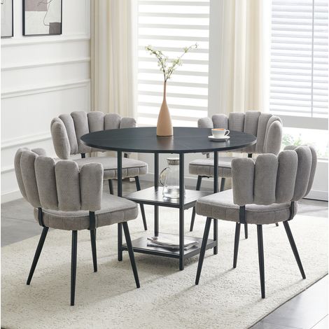 Esstisch Set rund 107 cm mit 4 Stühlen und Ablage OKMYHOME (1/5)